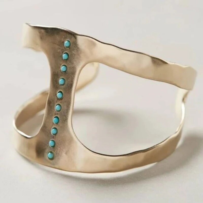 Vintage Open Ring with Inset Turquoise Stones