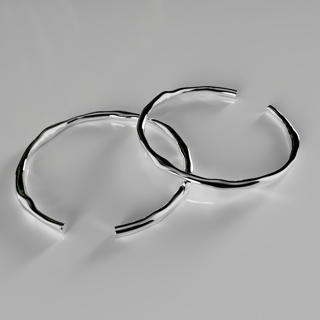 Thick Adjustable 925 Silver Cuff with Irregular Shape