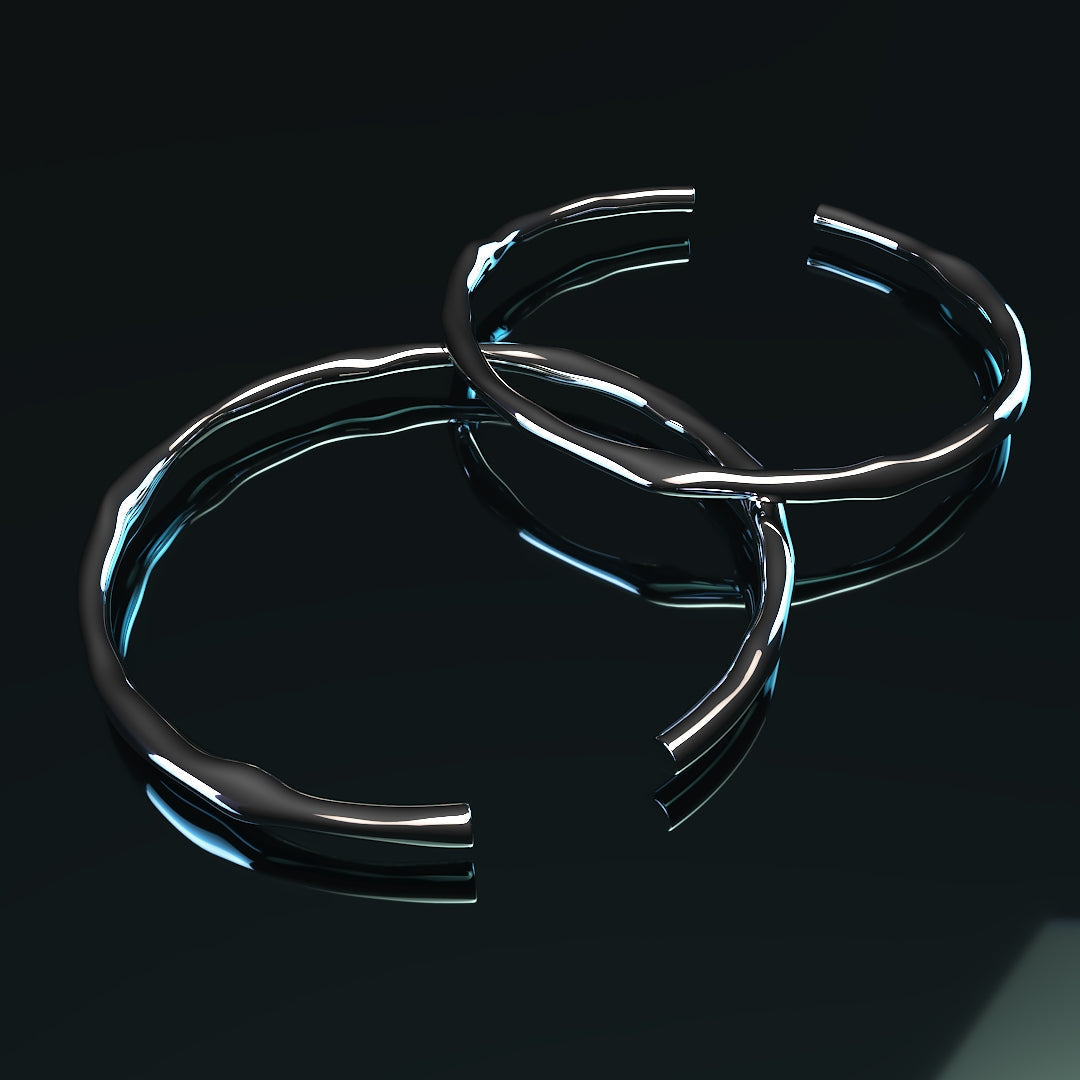 Thick Adjustable 925 Silver Cuff with Irregular Shape