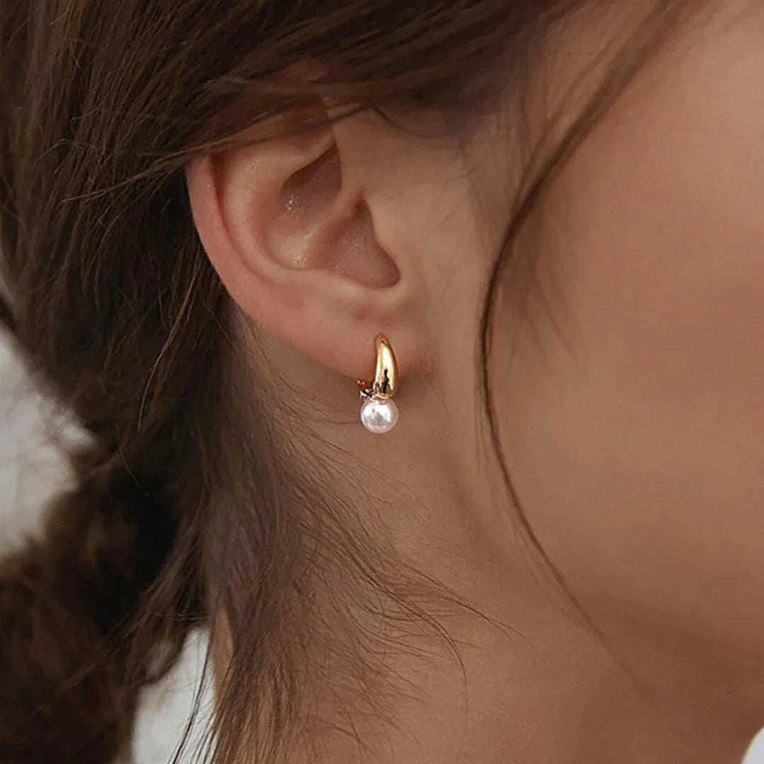 Small Gold Pearl Earrings