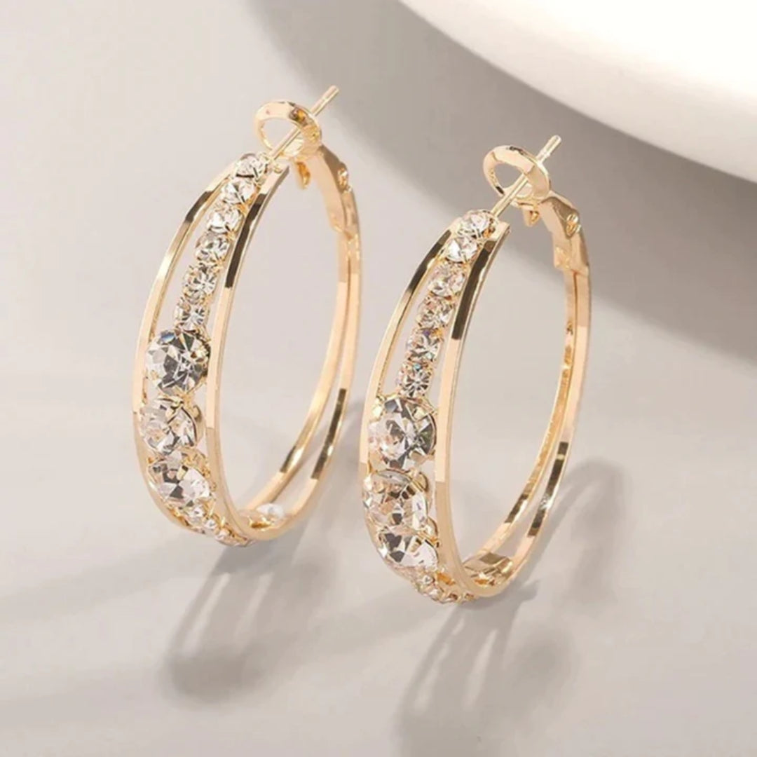 Elegant Sparkling Gold Hoop Earrings