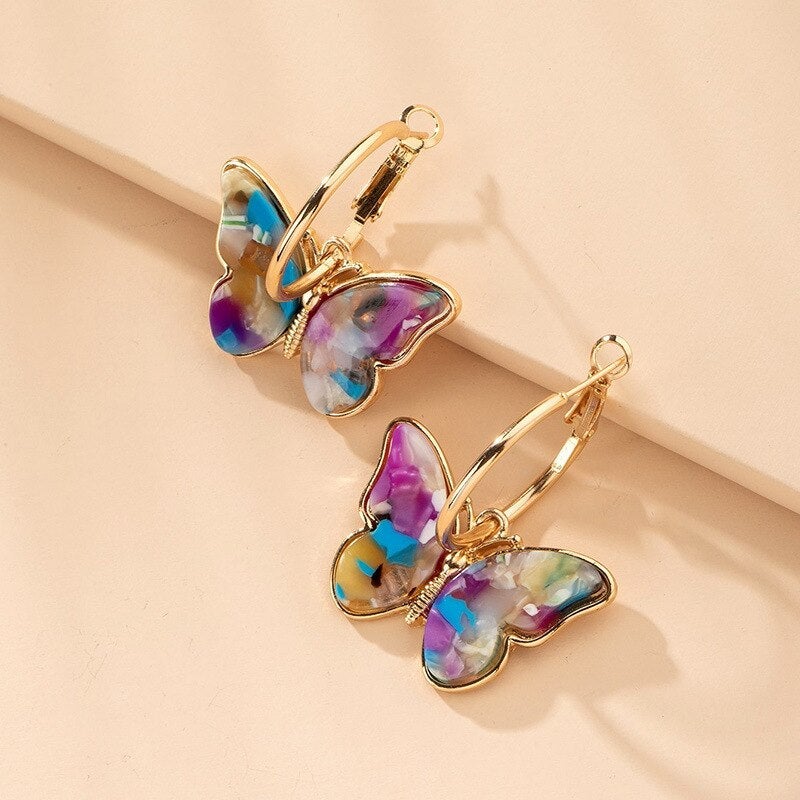 Butterfly Crystal Earrings with Hand-Painted Enamel