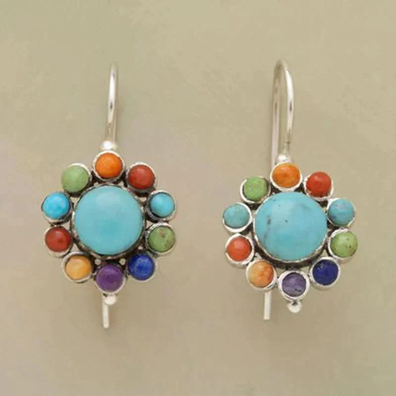 Multicolor Turquoise Hoop Earrings