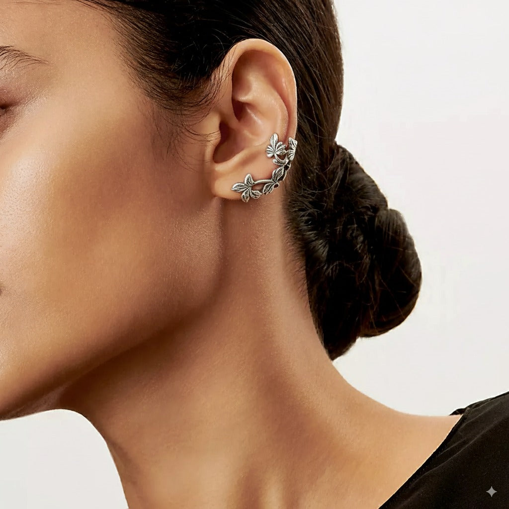 Vintage Silver Leaf Earrings