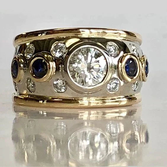 Vintage Ring with Cubic Zirconia Inlays