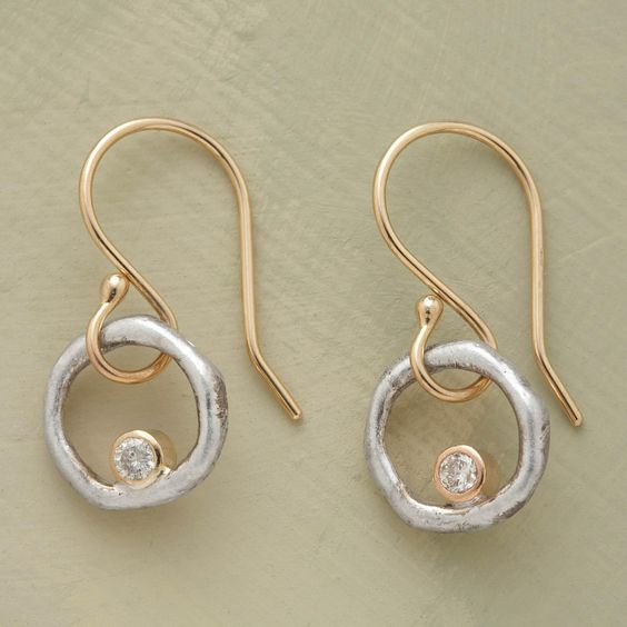 Vintage Earrings in Gold and Silver with Cubic Zirconia