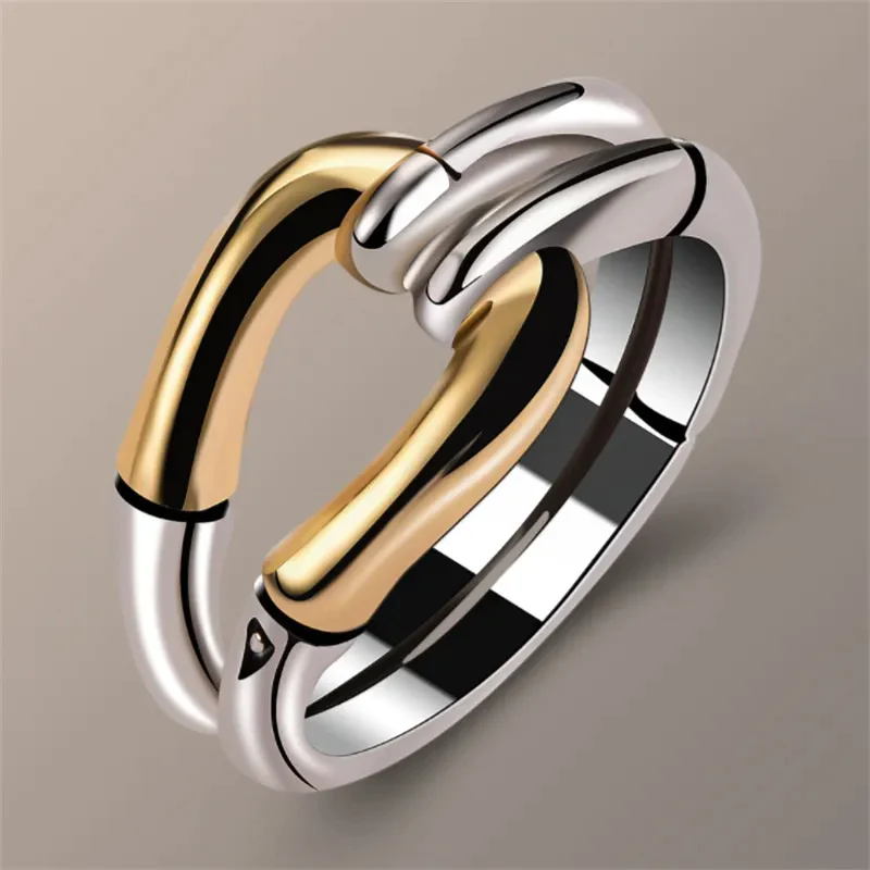 Vintage Button Gold and Silver Ring