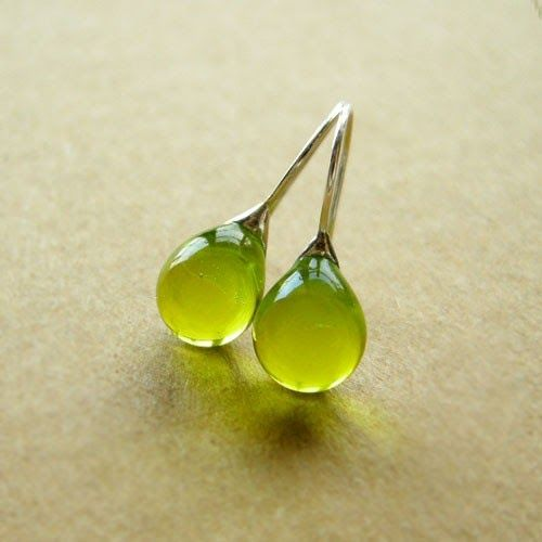 Vintage Olive Crystal Drop Earrings