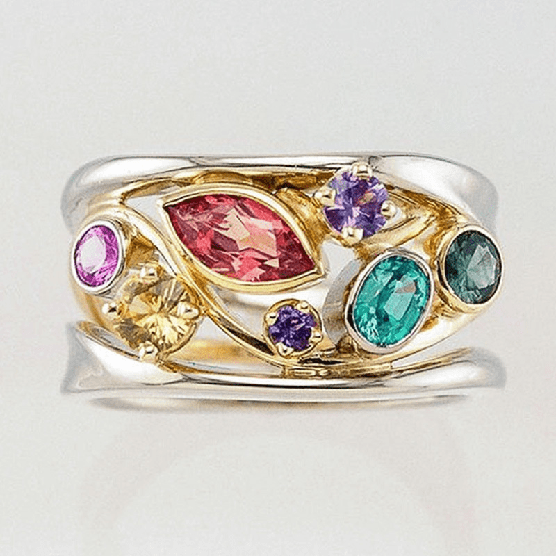 Vintage Multicolor Ring in Gold and Silver