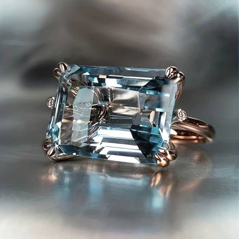Vintage Silver Ring with Inset Blue Crystal