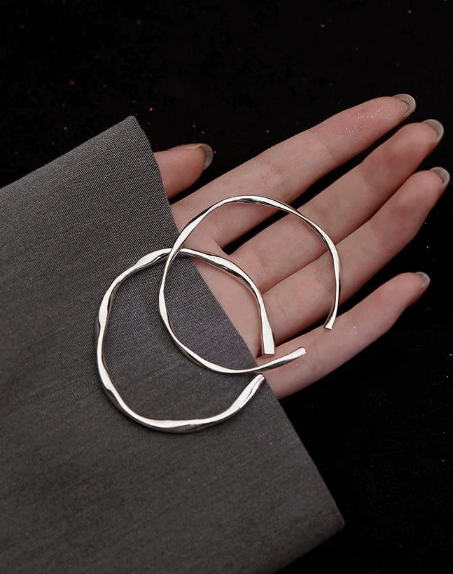 Thick Adjustable 925 Silver Cuff with Irregular Shape